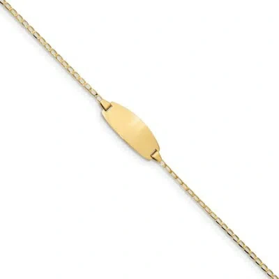Pre-owned Superdealsforeverything Real 14kt Yellow Gold Oval Curb Id Chain Bracelet; 7 Inch; Lobster Clasp