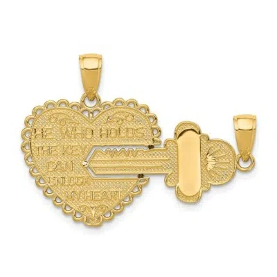 Pre-owned Superdealsforeverything Real 14kt Polished 2 Piece Break Apart He Who Holds The Key Charms In Yellow