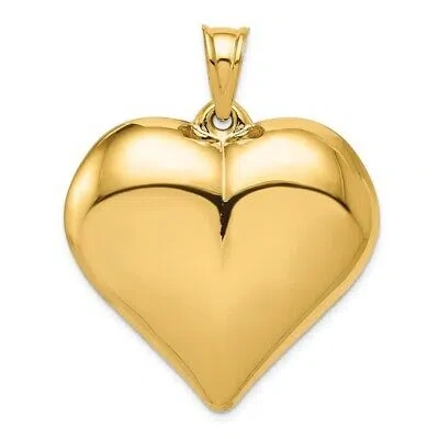 Pre-owned Superdealsforeverything Real 14kt Yellow Gold Polished 3-d Large Puffed Heart Pendant