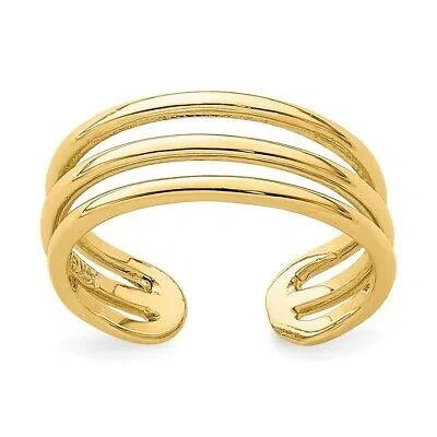 Pre-owned Superdealsforeverything Real 14kt Yellow Gold Polished 3 Row Toe Ring