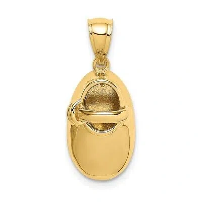 Pre-owned Superdealsforeverything Real 14kt Yellow Gold Polished 3d Baby Shoe Pendant