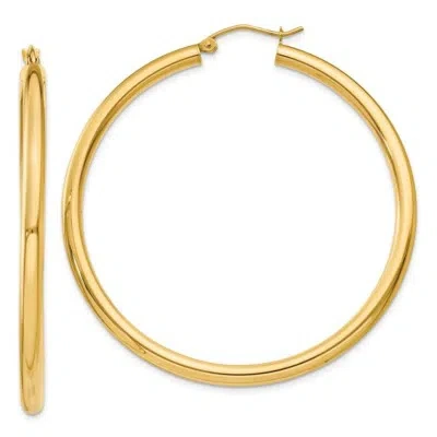 Pre-owned Superdealsforeverything Real 14kt Yellow Gold Polished 3mm Lightweight Tube Hoop Earrings