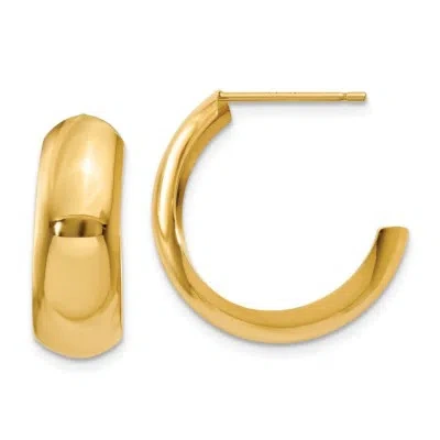 Pre-owned Superdealsforeverything Real 14kt Yellow Gold Polished 6.5mm J-hoop Earrings