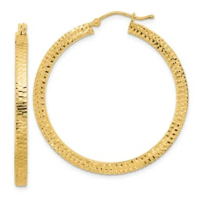 Pre-owned Superdealsforeverything Real 14kt Yellow Gold Polished & Hammered Hoop Earrings