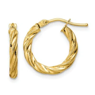 Pre-owned Superdealsforeverything Real 14kt Yellow Gold Polished & Textured Twisted Hoop Earrings