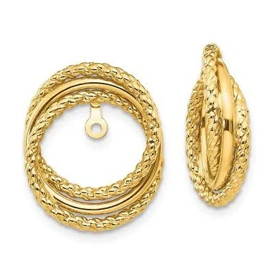 Pre-owned Superdealsforeverything Real 14kt Yellow Gold Polished & Twisted Fancy Earring Jackets