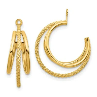Pre-owned Superdealsforeverything Real 14kt Yellow Gold Polished & Twisted Triple Hoop Earring Jackets