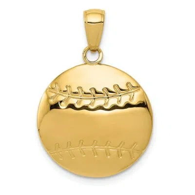 Pre-owned Superdealsforeverything Real 14kt Yellow Gold Polished Baseball Charm