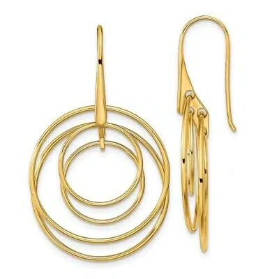 Pre-owned Superdealsforeverything Real 14kt Yellow Gold Polished Circles Dangle Earrings