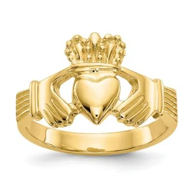 Pre-owned Superdealsforeverything Real 14kt Yellow Gold Polished Claddagh Ring S:6
