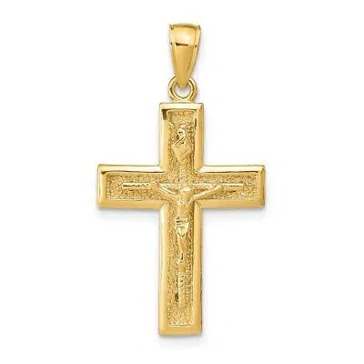 Pre-owned Superdealsforeverything Real 14kt Yellow Gold Polished Crucifix Pendant