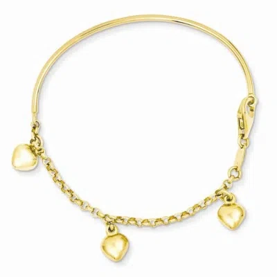 Pre-owned Superdealsforeverything Real 14kt Yellow Gold Polished Dangle Heart Baby Bracelet; 6 Inch