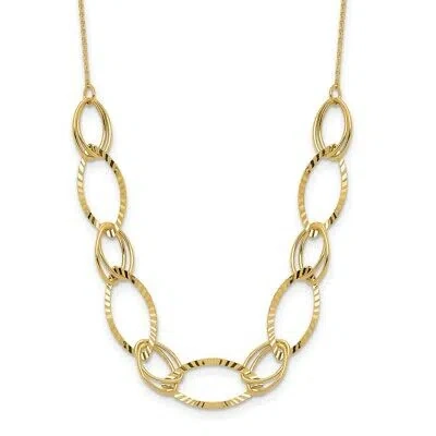 Pre-owned Superdealsforeverything Real 14kt Yellow Gold Polished Diamond Cut Oval Link Necklace; 18 Inch