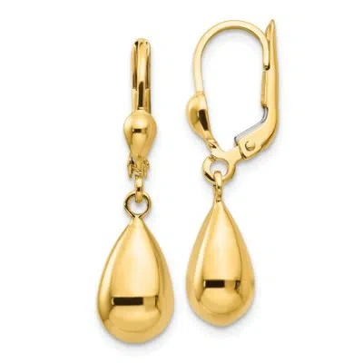Pre-owned Superdealsforeverything Real 14kt Yellow Gold Polished Fancy Dangle Leverback Earrings