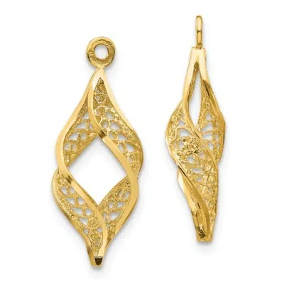 Pre-owned Superdealsforeverything Real 14kt Yellow Gold Polished Filigree Swirl Earring Jackets