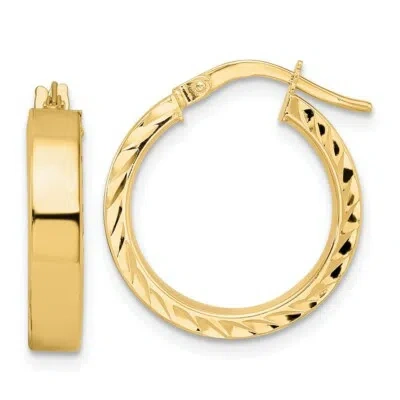 Pre-owned Superdealsforeverything Real 14kt Yellow Gold Polished Hoop Earrings