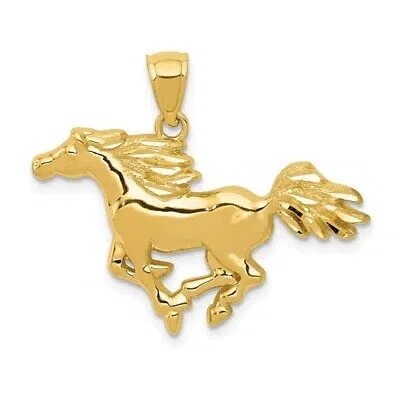 Pre-owned Superdealsforeverything Real 14kt Yellow Gold Polished Horse Pendant
