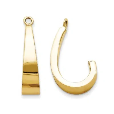 Pre-owned Superdealsforeverything Real 14kt Yellow Gold Polished J-hoop Earring Jackets
