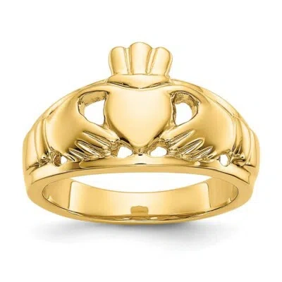 Pre-owned Superdealsforeverything Real 14kt Yellow Gold Polished Ladies Claddagh Ring S:6