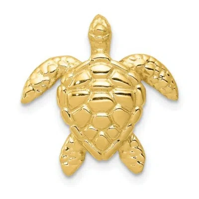 Pre-owned Superdealsforeverything Real 14kt Yellow Gold Polished Large Sea Turtle Chain Slide
