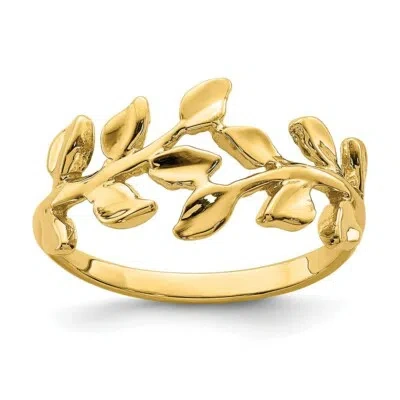 Pre-owned Superdealsforeverything Real 14kt Yellow Gold Polished Leaf Ring S:7