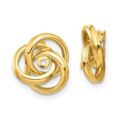 Pre-owned Superdealsforeverything Real 14kt Yellow Gold Polished Love Knot Earring Jackets