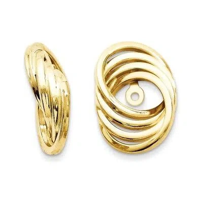 Pre-owned Superdealsforeverything Real 14kt Yellow Gold Polished Love Knot Earring Jackets