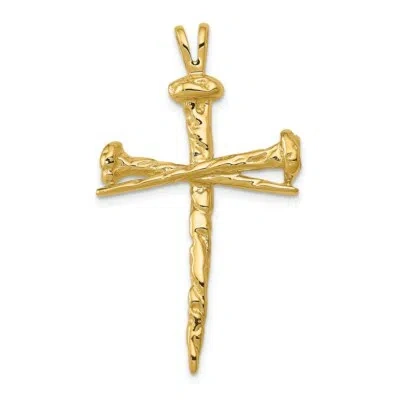 Pre-owned Superdealsforeverything Real 14kt Yellow Gold Polished Nail Cross Charm