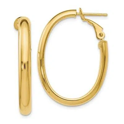 Pre-owned Superdealsforeverything Real 14kt Yellow Gold Polished Oval Hoop Earrings