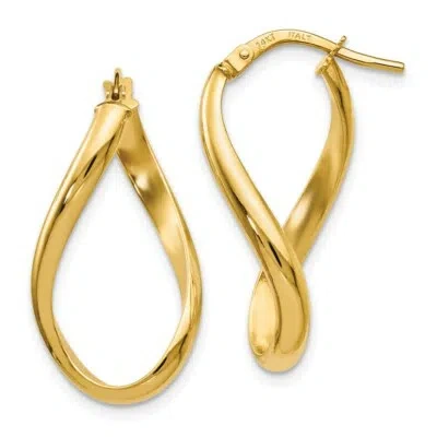 Pre-owned Superdealsforeverything Real 14kt Yellow Gold Polished Oval Twisted Hoop Earrings