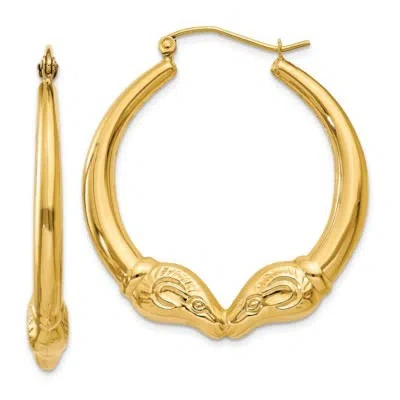Pre-owned Superdealsforeverything Real 14kt Yellow Gold Polished Ram Hoop Earrings