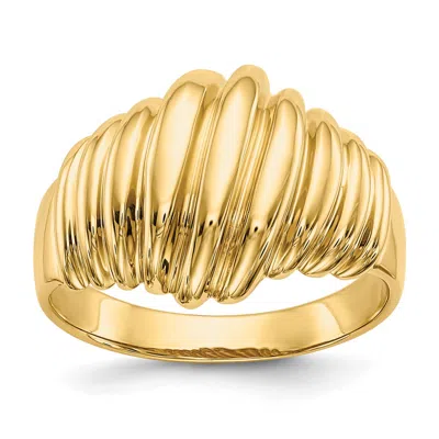 Pre-owned Superdealsforeverything Real 14kt Yellow Gold Polished Scalloped Dome Ring S:7