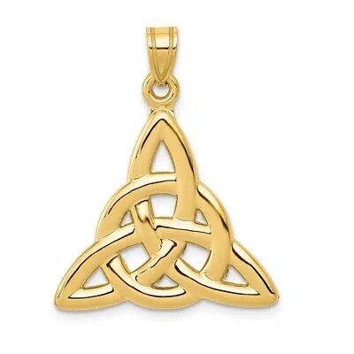 Pre-owned Superdealsforeverything Real 14kt Yellow Gold Polished Trinity Knot Pendant