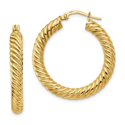 Pre-owned Superdealsforeverything Real 14kt Yellow Gold Polished Twisted Hoop Earrings