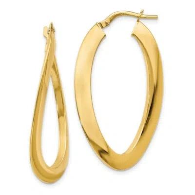 Pre-owned Superdealsforeverything Real 14kt Yellow Gold Polished Twisted Oval Hoop Earrings