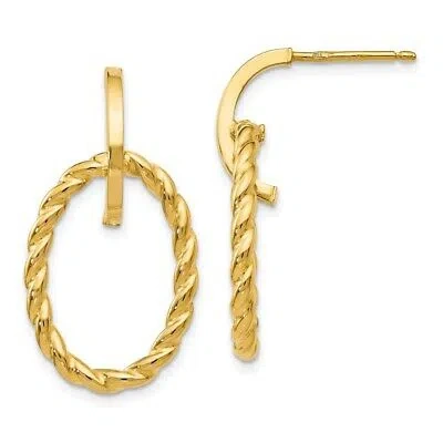 Pre-owned Superdealsforeverything Real 14kt Yellow Gold Polished Twisted Post Dangle Earrings