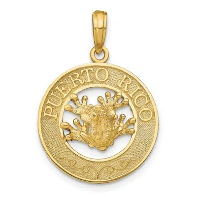 Pre-owned Superdealsforeverything Real 14kt Yellow Gold Puerto Rico With Frog Pendant