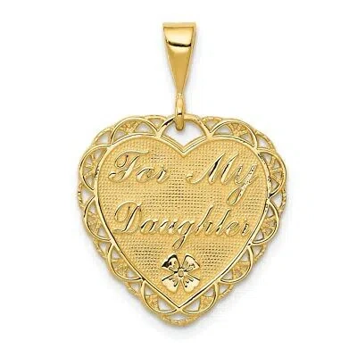 Pre-owned Superdealsforeverything Real 14kt Yellow Gold Reversible For My Daughter Heart Charm
