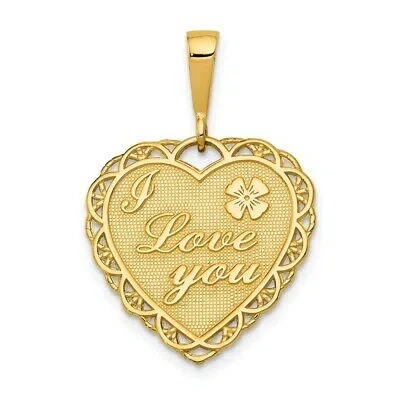 Pre-owned Superdealsforeverything Real 14kt Yellow Gold Reversible I Love You Heart Pendant