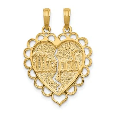 Pre-owned Superdealsforeverything Real 14k Yellow Gold Reversible Mizpah 2 Piece Break Apart Charm