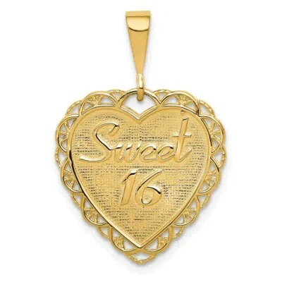 Pre-owned Superdealsforeverything Real 14kt Yellow Gold Reversible Sweet 16 Charm