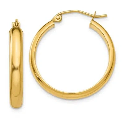 Pre-owned Superdealsforeverything Real 14kt Yellow Gold Round Tube Hoop Earrings