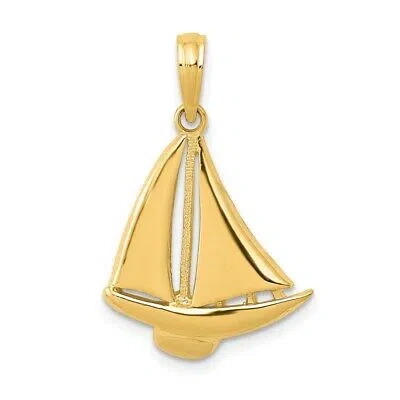 Pre-owned Superdealsforeverything Real 14kt Yellow Gold Sailboat Pendant