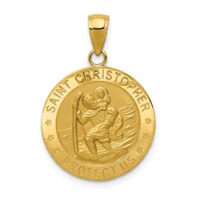 Pre-owned Superdealsforeverything Real 14kt Yellow Gold Saint Christopher Medal Pendant
