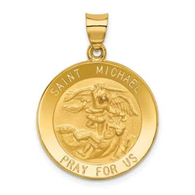 Pre-owned Superdealsforeverything Real 14kt Yellow Gold Saint Michael Medal Hollow Pendant
