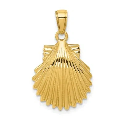 Pre-owned Superdealsforeverything Real 14kt Yellow Gold Scallop Shell Pendant