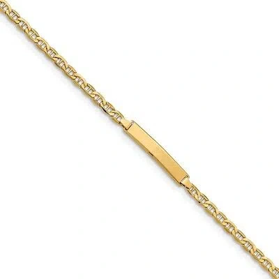 Pre-owned Superdealsforeverything Real 14kt Yellow Gold Semi-solid Anchor Link Id Bracelet; 7 Inch