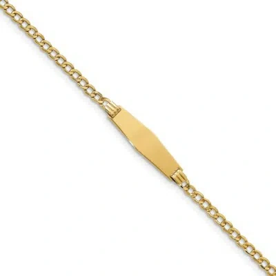 Pre-owned Superdealsforeverything Real 14kt Yellow Gold Semi-solid Soft Diamond Shape Cuban Id Chain Bracelet