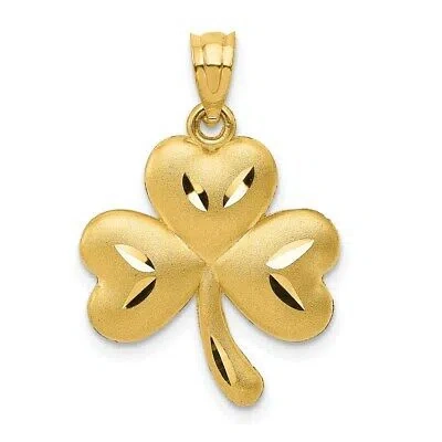 Pre-owned Superdealsforeverything Real 14kt Yellow Gold Shamrock Charm