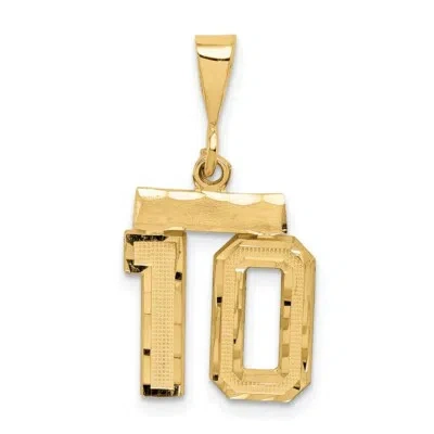 Pre-owned Superdealsforeverything Real 14kt Yellow Gold Small Diamond-cut Number 10 Charm